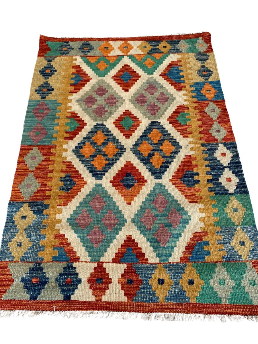 Colourful Afghani Chobi Kilim - Size: 4.10 x 3.5 - Imam Carpet Co. Home