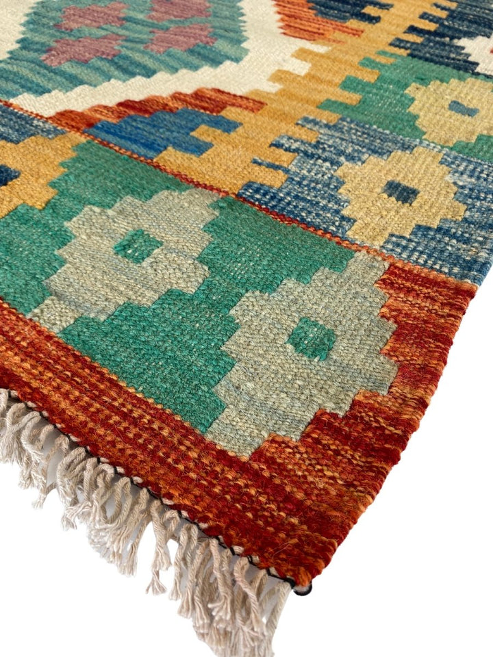 Colourful Afghani Chobi Kilim - Size: 4.10 x 3.5 - Imam Carpet Co. Home