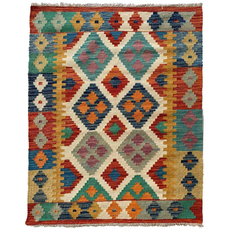 Colourful Afghani Chobi Kilim - Size: 4.10 x 3.5 - Imam Carpet Co. Home