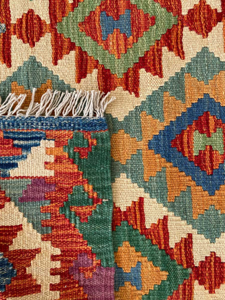 Colourful Afghani Chobi Kilim - Size: 4.2 x 2.9 - Imam Carpet Co. Home