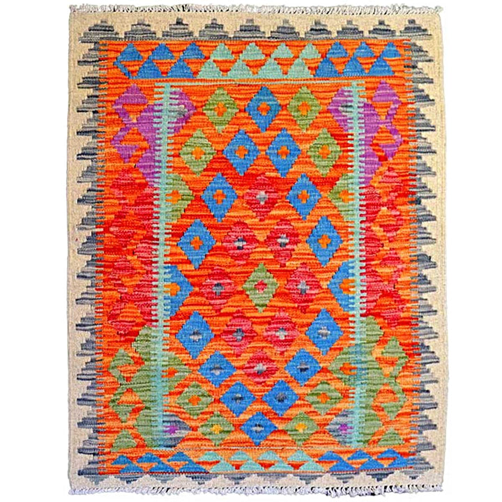 Colourful Bohemian Kilim - Size: 3.11 x 2.10 - Imam Carpets - Online Shop