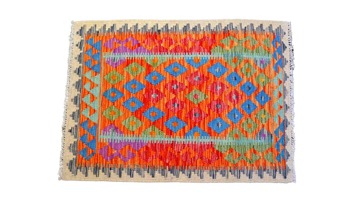 Colourful Bohemian Kilim - Size: 3.11 x 2.10 - Imam Carpets - Online Shop