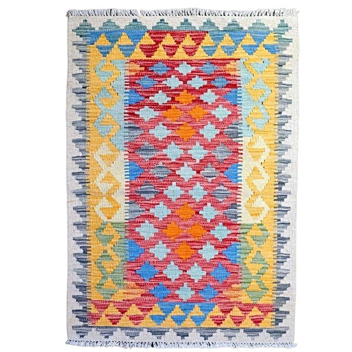 Colourful Bohemian Kilim - Size: 3.11 x 2.9 - Imam Carpets - Online Shop