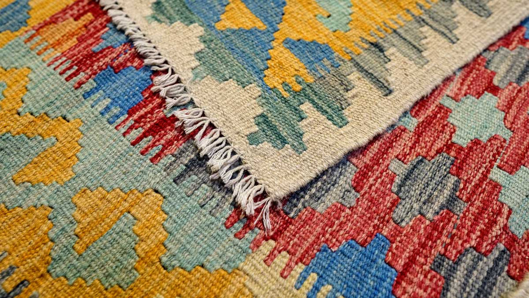 Colourful Bohemian Kilim - Size: 3.11 x 2.9 - Imam Carpets - Online Shop