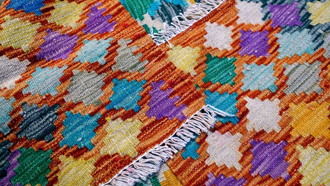 Colourful Bohemian Kilim - Size: 3.8 x 2.10 - Imam Carpets - Online Shop