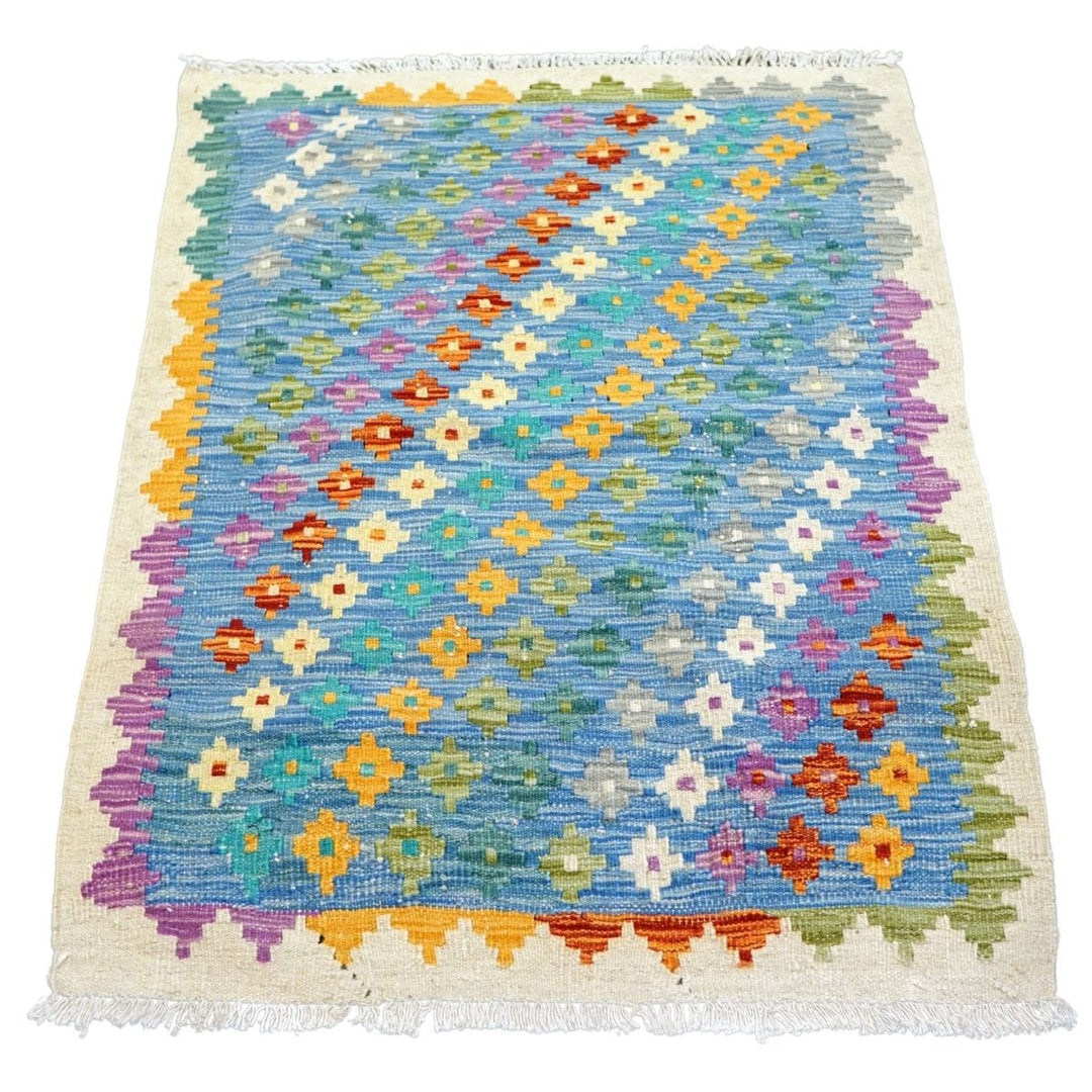 Colourful Bohemian Kilim - Size: 3.8 x 2.10 - Imam Carpets - Online Shop