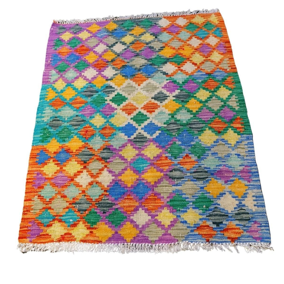 Colourful Bohemian Kilim - Size: 3.8 x 2.10 - Imam Carpets - Online Shop