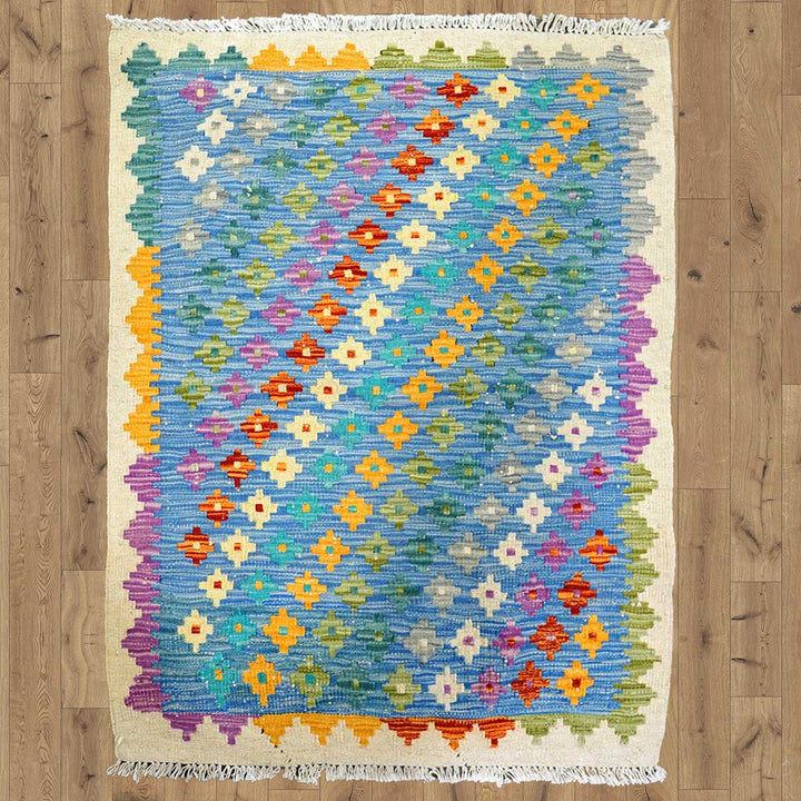 Colourful Bohemian Kilim - Size: 3.8 x 2.10 - Imam Carpets - Online Shop