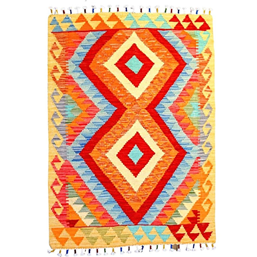 Colourful Bohemian Kilim - Size: 3.9 x 2.8 - Imam Carpets - Online Shop