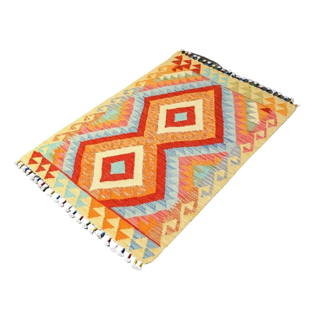 Colourful Bohemian Kilim - Size: 3.9 x 2.8 - Imam Carpets - Online Shop