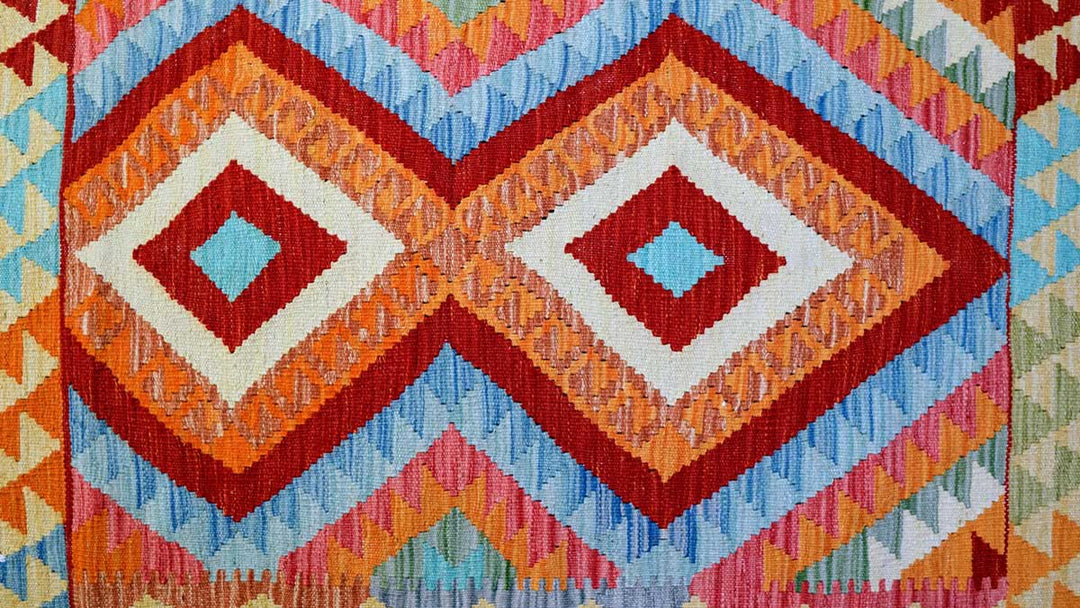 Colourful Bohemian Kilim - Size: 3.9 x 2.8 - Imam Carpets - Online Shop