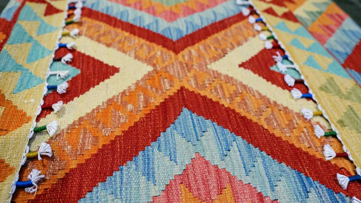 Colourful Bohemian Kilim - Size: 3.9 x 2.8 - Imam Carpets - Online Shop