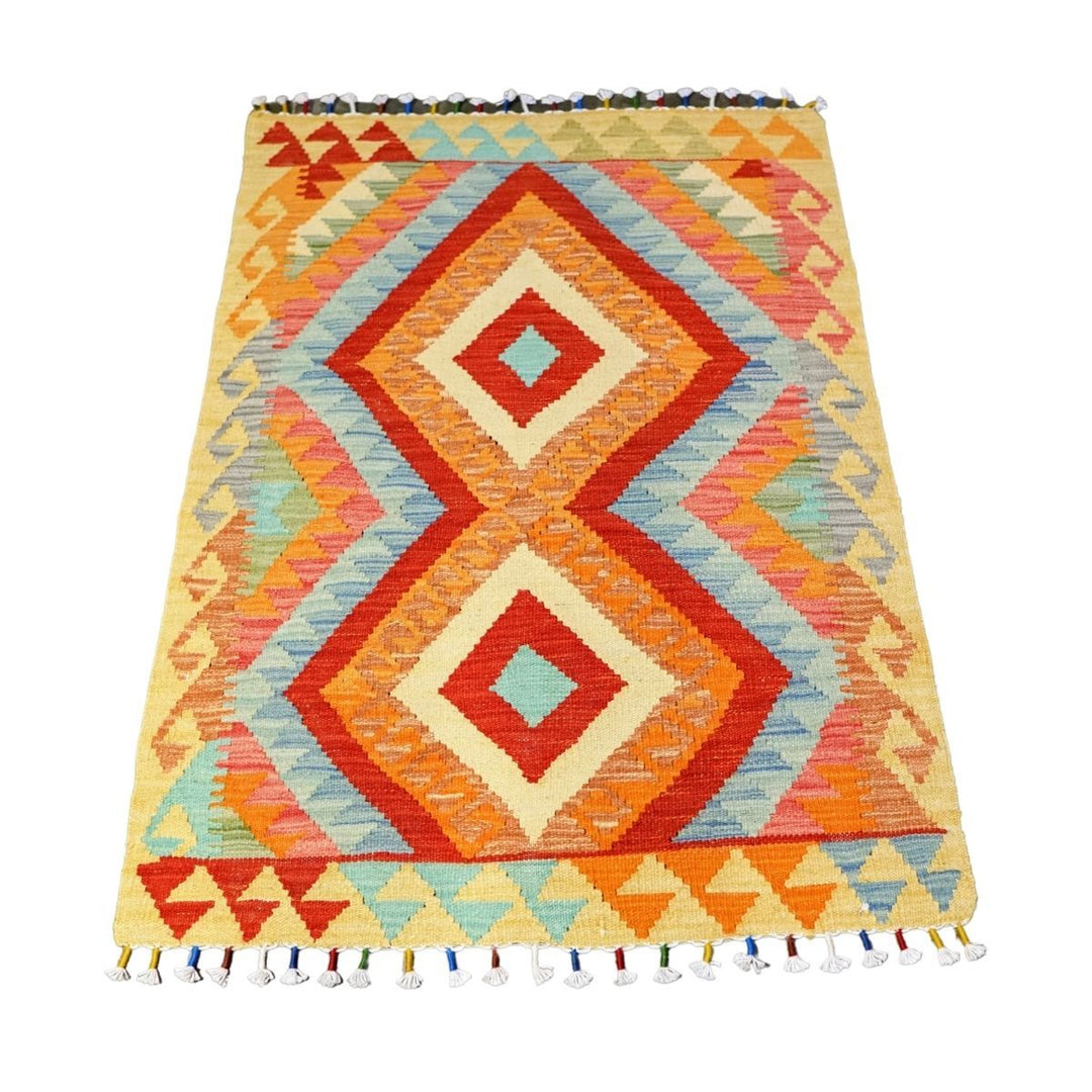 Colourful Bohemian Kilim - Size: 3.9 x 2.8 - Imam Carpets - Online Shop