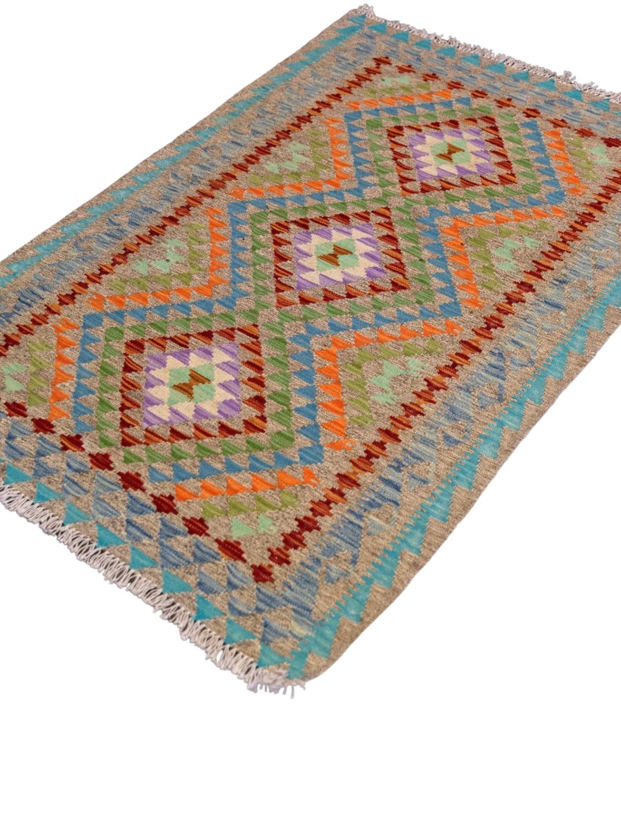 Colourful Bohemian Kilim - Size: 4.11 x 3.4 - Imam Carpets - Online Shop