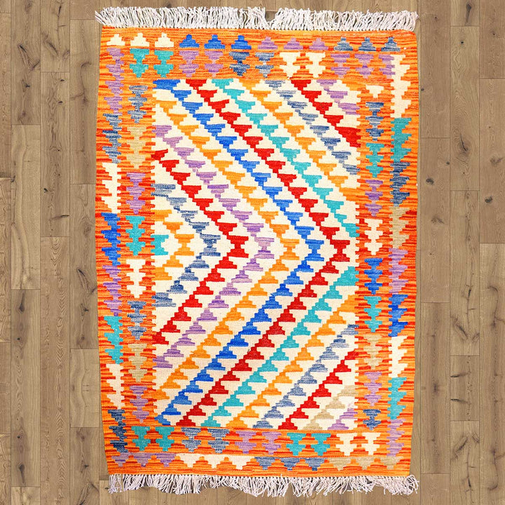 Colourful Bohemian Kilim - Size: 4.8 x 3.5 - Imam Carpets - Online Shop