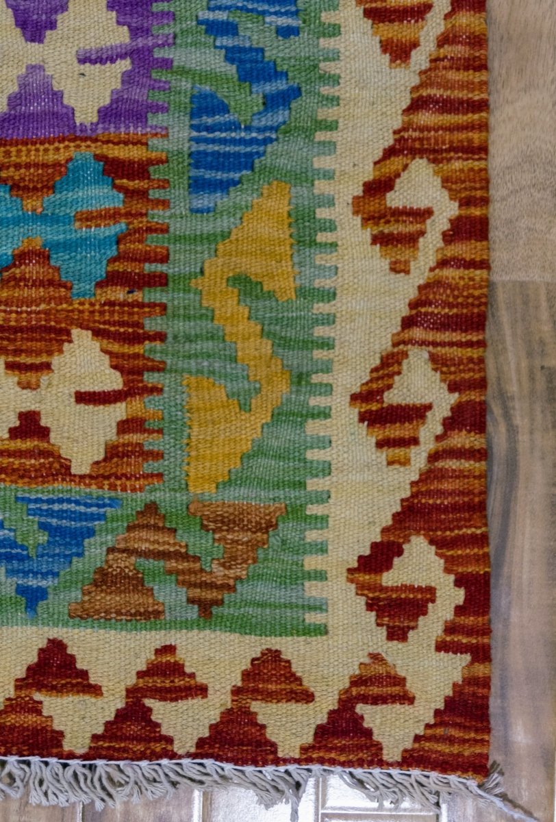 Colourful Bohemian Kilim - Size: 5 x 3.2 - Imam Carpets - Online Shop