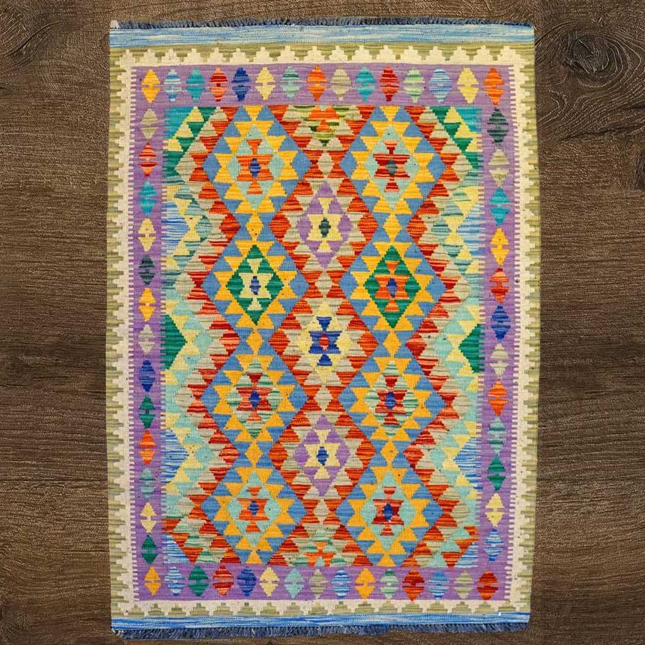 Colourful Bohemian Kilim - Size: 5.0 x 3.3 - Imam Carpets - Online Shop