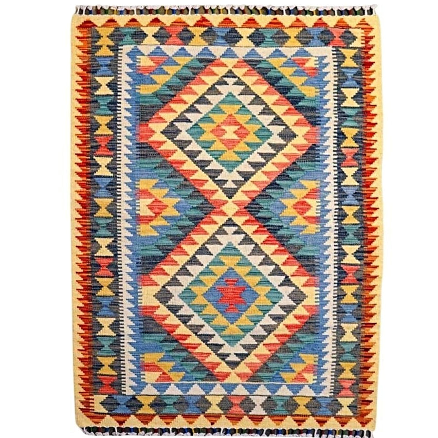 Colourful Bohemian Kilim - Size: 5.1 x 3.5 - Imam Carpets - Online Shop
