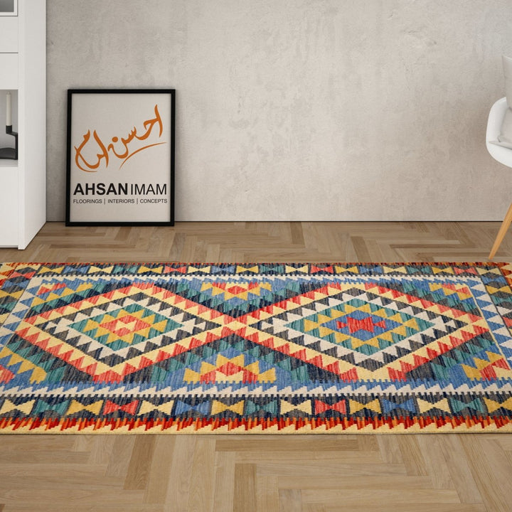 Colourful Bohemian Kilim - Size: 5.1 x 3.5 - Imam Carpets - Online Shop