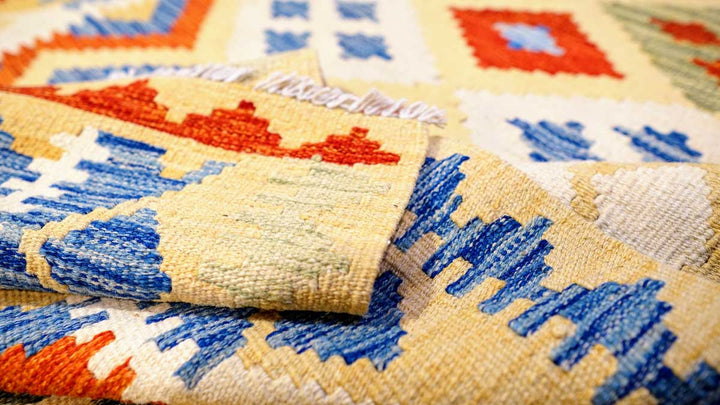 Colourful Bohemian Kilim - Size: 5.10 x 4.3 - Imam Carpets - Online Shop