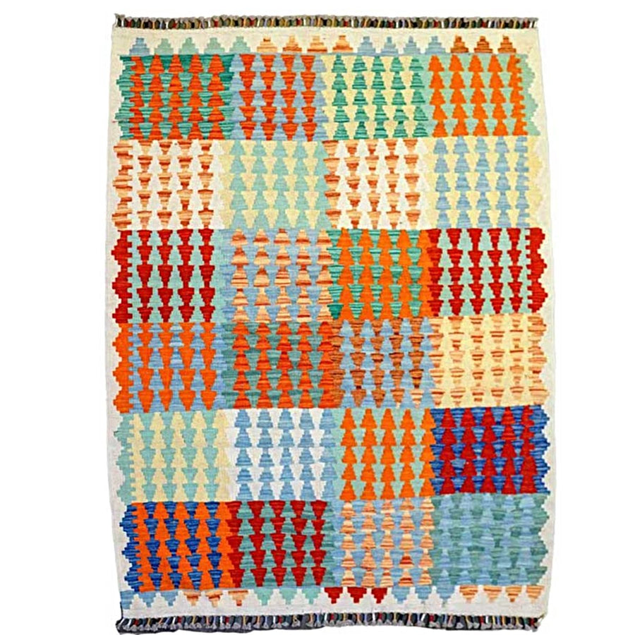 Colourful Bohemian Kilim - Size: 5.10 x 4.5 - Imam Carpets - Online Shop