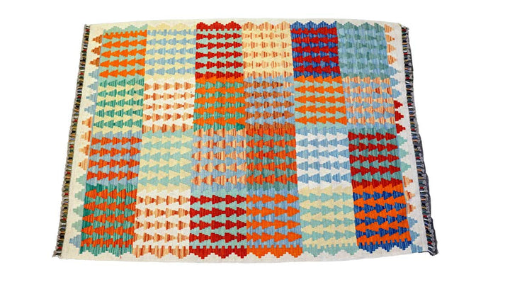 Colourful Bohemian Kilim - Size: 5.10 x 4.5 - Imam Carpets - Online Shop