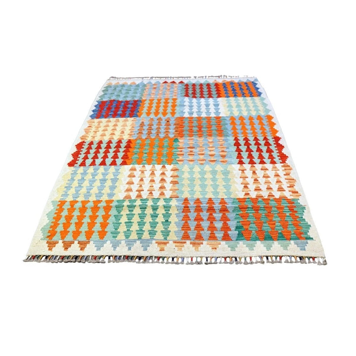 Colourful Bohemian Kilim - Size: 5.10 x 4.5 - Imam Carpets - Online Shop