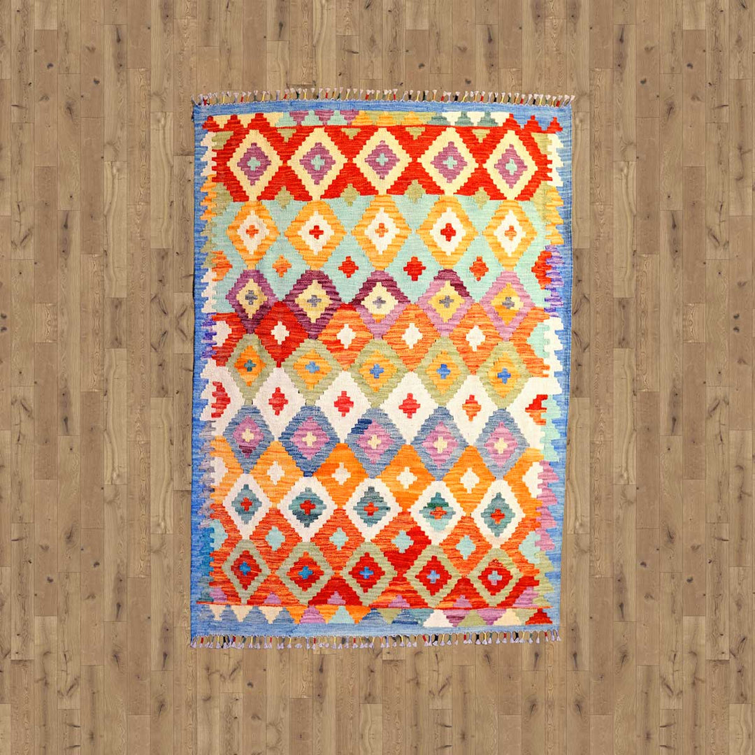 Colourful Bohemian Kilim - Size: 5.8 x 4.4 - Imam Carpets - Online Shop
