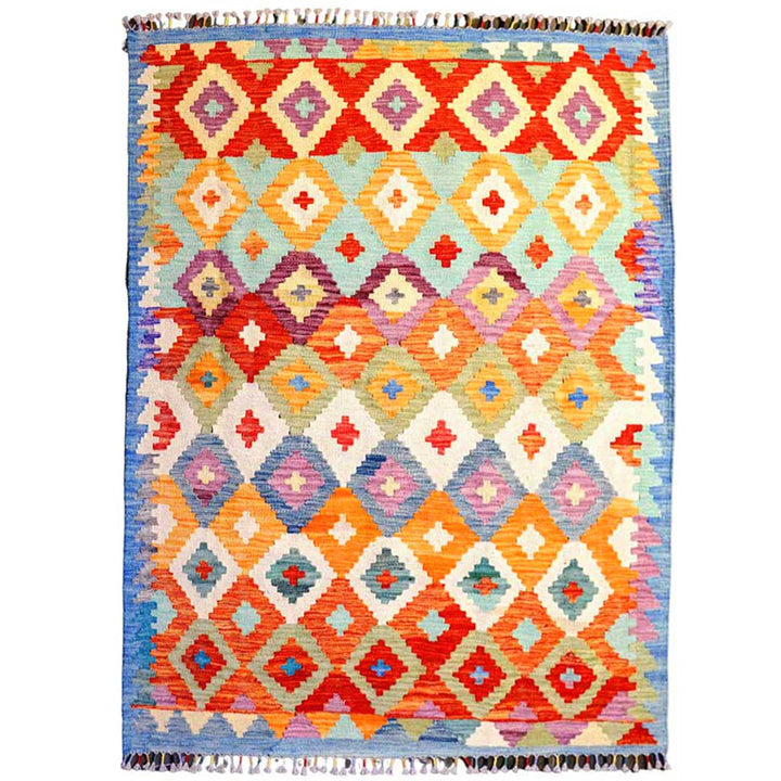 Colourful Bohemian Kilim - Size: 5.8 x 4.4 - Imam Carpets - Online Shop
