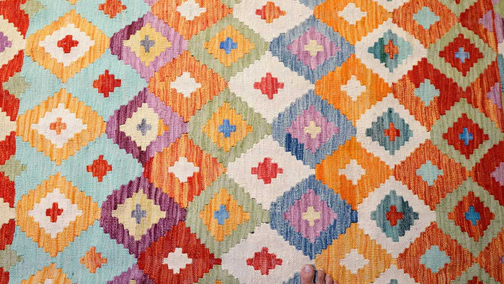 Colourful Bohemian Kilim - Size: 5.8 x 4.4 - Imam Carpets - Online Shop