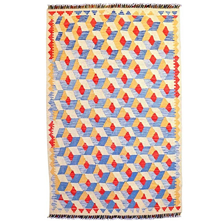 Colourful Bohemian Kilim - Size: 5.9 x 4.3 - Imam Carpets - Online Shop