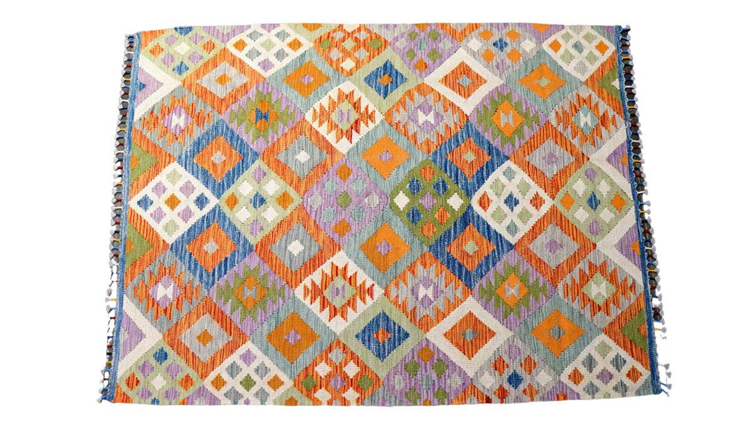 Colourful Bohemian Kilim - Size: 5.9 x 4.5 - Imam Carpets - Online Shop