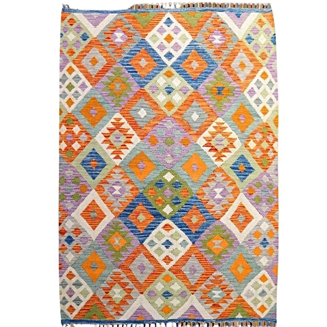 Colourful Bohemian Kilim - Size: 5.9 x 4.5 - Imam Carpets - Online Shop