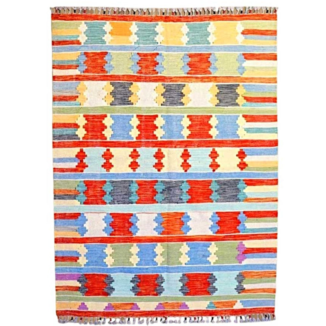 Colourful Bohemian Kilim - Size: 6.4 x 4.9 - Imam Carpets - Online Shop