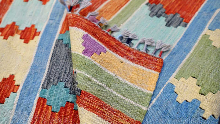 Colourful Bohemian Kilim - Size: 6.4 x 4.9 - Imam Carpets - Online Shop