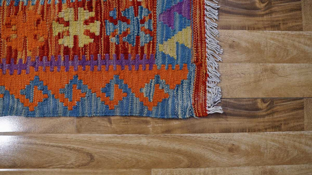 Colourful Bohemian Kilim - Size: 6.5 x 3.5 - Imam Carpets - Online Shop