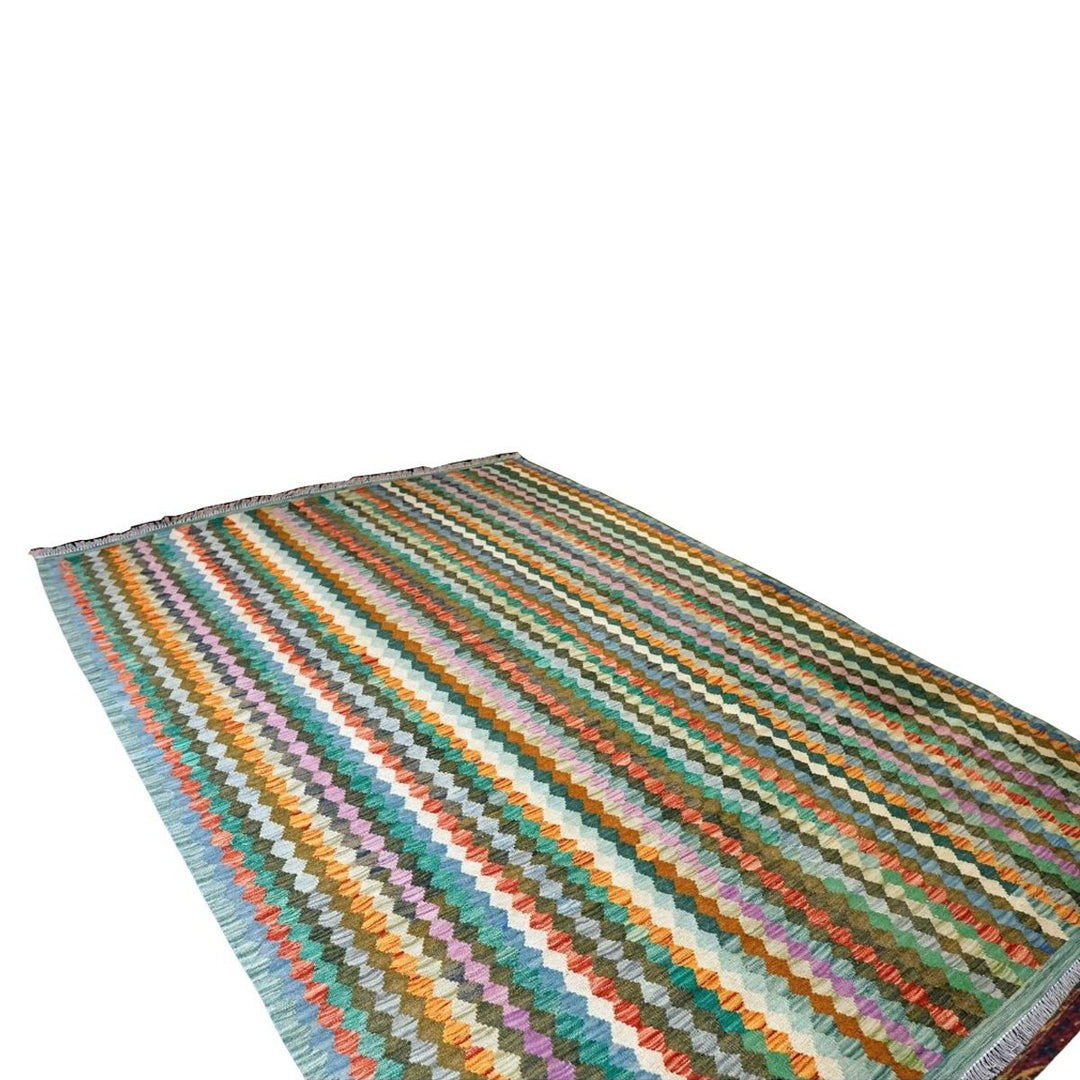 Colourful Bohemian Kilim - Size: 9.5 x 6.8 - Imam Carpets - Online Shop