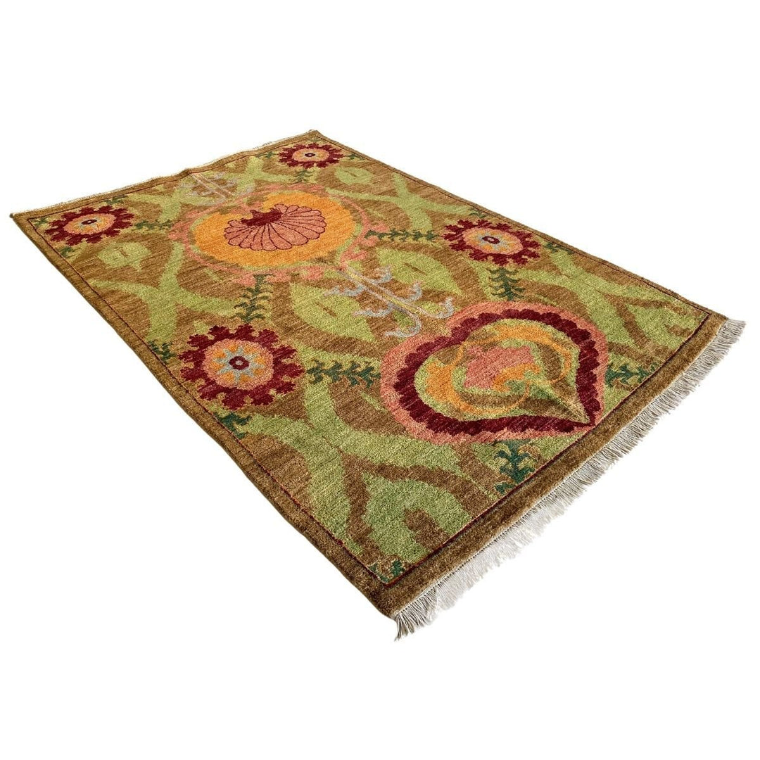 DarkKhaki Suzani Rug - Size: 7.5 x 5.2 - Imam Carpets - Online Shop