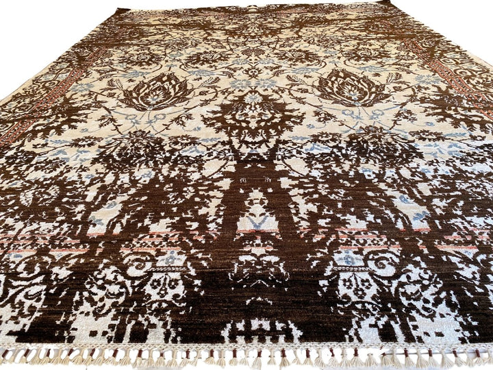 Floral Faded Silk Rug - Size: 12.2 x 9.1 - Imam Carpet Co. Home