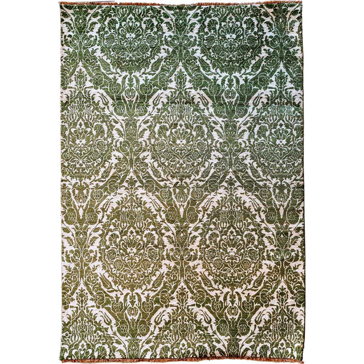Green Wrought Trellis Silk Rug - Size: 8.3 x 5.3 - Imam Carpets - Online Shop