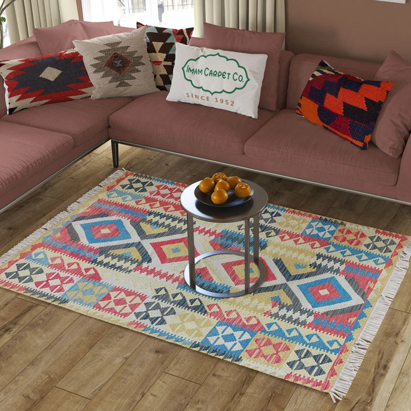 Colorful Bohemian Kilim - Size: 6.2 x 4.3 - Imam Carpet Co