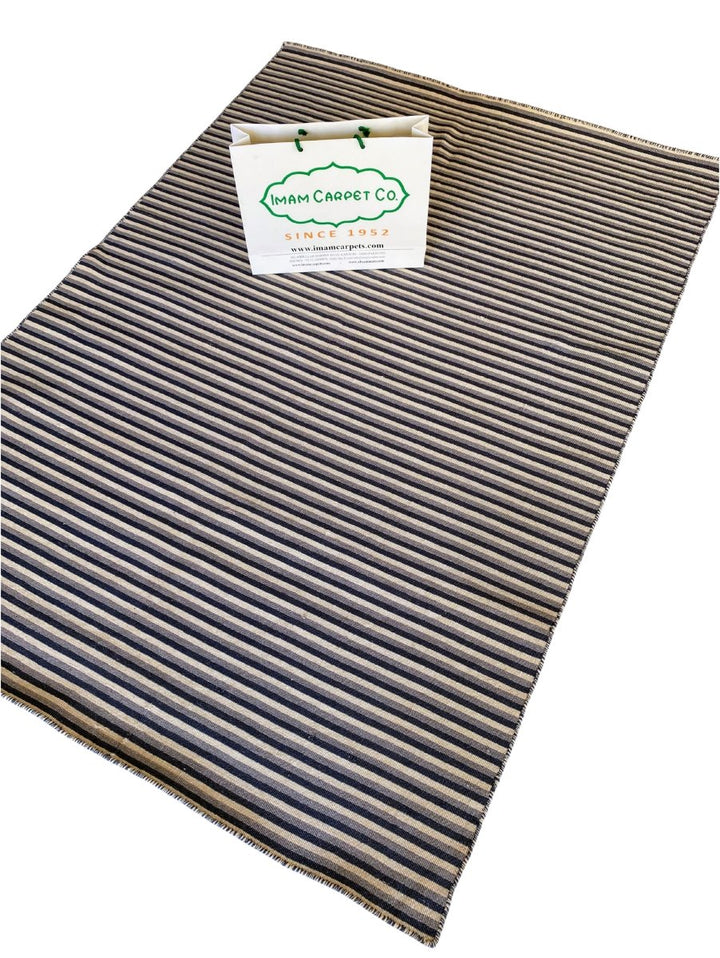 Multi Blue Stripes Rug - 6.3 x 4.5 - Imam Carpet Co. Home