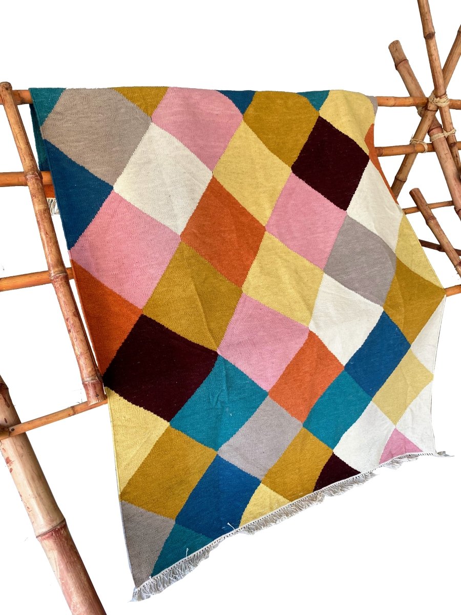 Multi Pattern Dhurrie - Size: 6.5 x 4.5 - Imam Carpet Co. Home
