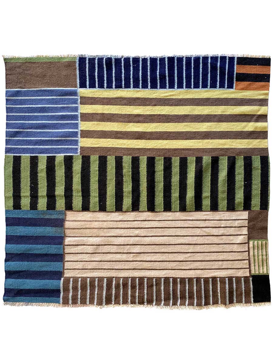 Multi Stripe Patches Rug - Size: 5.4 x 5.5 - Imam Carpet Co