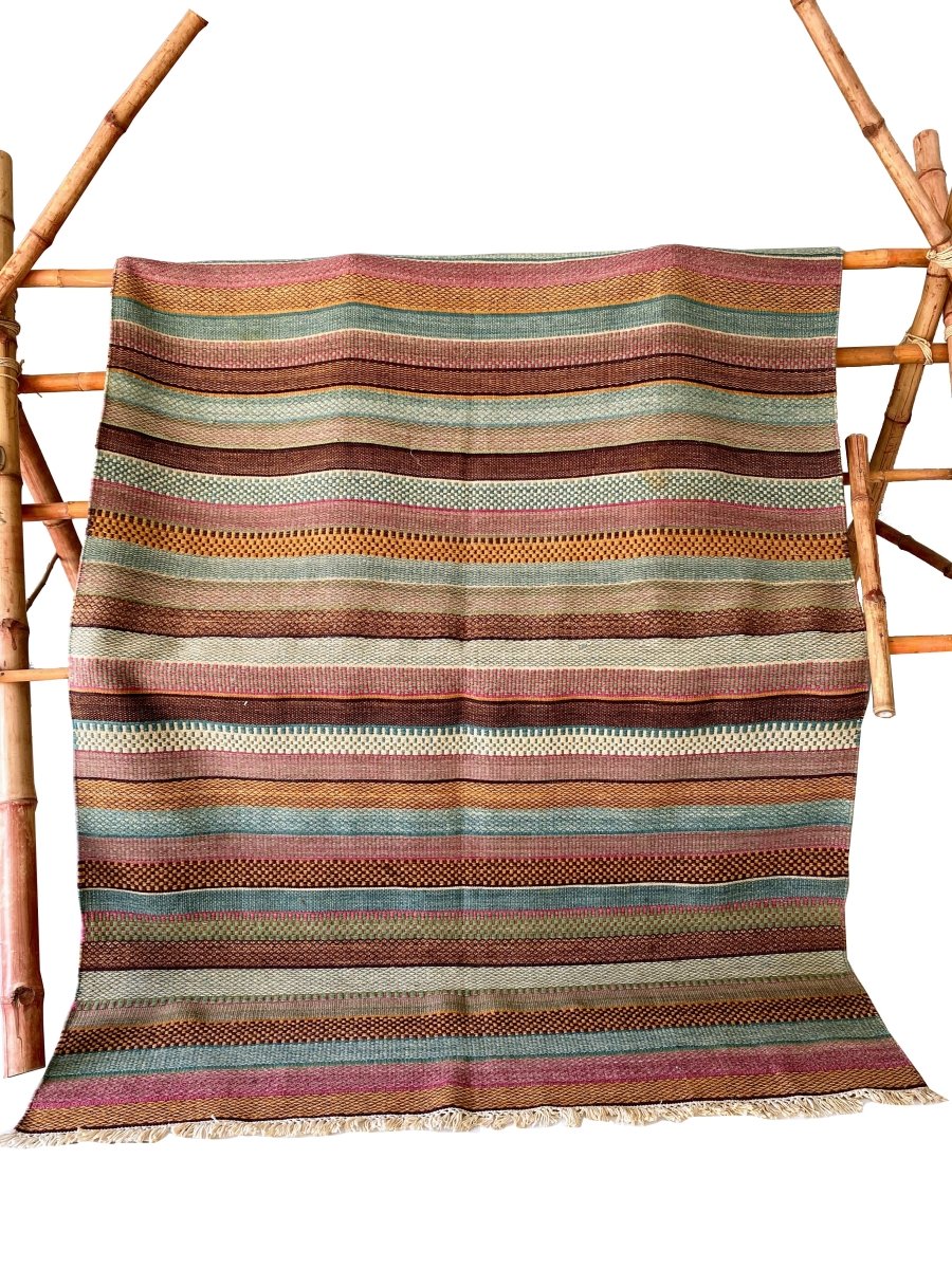 Multi Stripe Turkish Dhurrie - Size: 7.6 x 5.2 - Imam Carpet Co. Home