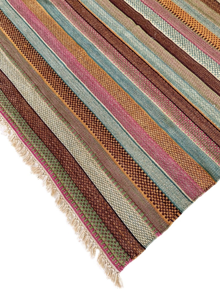 Multi Stripe Turkish Dhurrie - Size: 7.6 x 5.2 - Imam Carpet Co. Home