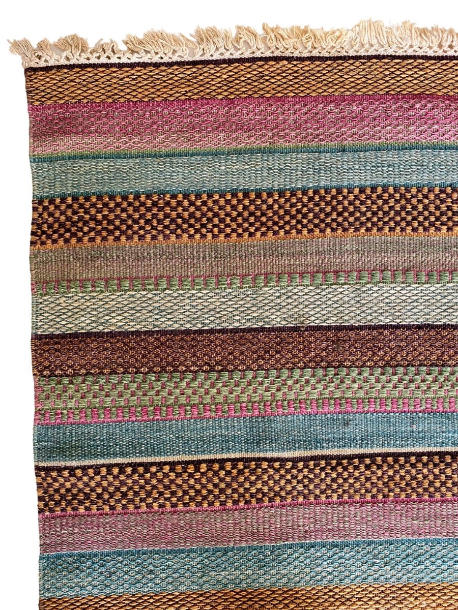 Multi Stripe Turkish Dhurrie - Size: 7.6 x 5.2 - Imam Carpet Co. Home