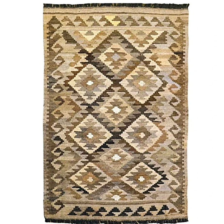 Neutral Bohemian Kilim - Size: 4.11 x 3.4 - Imam Carpets - Online Shop