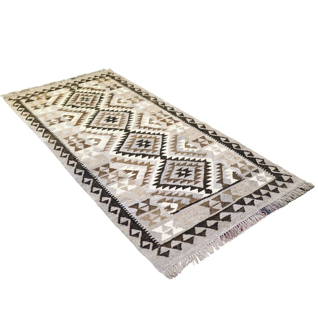 Neutral Bohemian Kilim - Size: 6.6 x 3.3 (Runner) - Imam Carpets - Online Shop