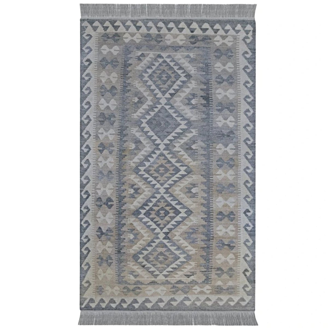 Neutral Bohemian Kilim - Size: 6.9 x 3.2 (Runner) - Imam Carpets - Online Shop